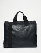 Asos Carryall In Textured Faux Leather - Black