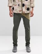 Asos Skinny Chinos With Oil Wash In Green - Rosin