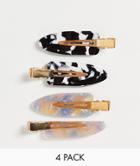 Asos Design Pack Of 4 Styling Clips In Resin-multi