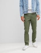 Farah Elm Slim Fit Twill Chino In Military Green - Green