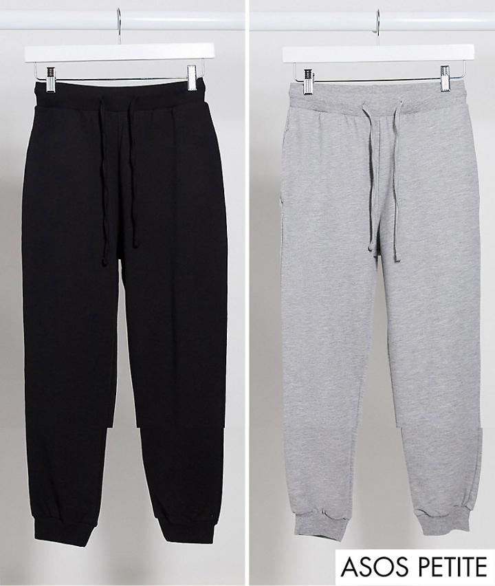 Asos Design Petite Basic Sweatpants With Tie 2 Pack Save-multi