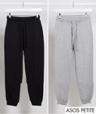 Asos Design Petite Basic Sweatpants With Tie 2 Pack Save-multi
