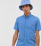 Polo Ralph Lauren Exclusive To Asos Short Sleeve Garment Dyed Oxford Shirt Slim Fit Multi Player Logo In Light Blue