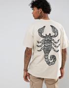 Hnr Ldn Scorpion Back Print T-shirt In Oversized - Beige
