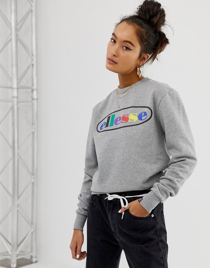 Ellesse Relaxed Sweatshirt With Rainbow Front Logo - Gray