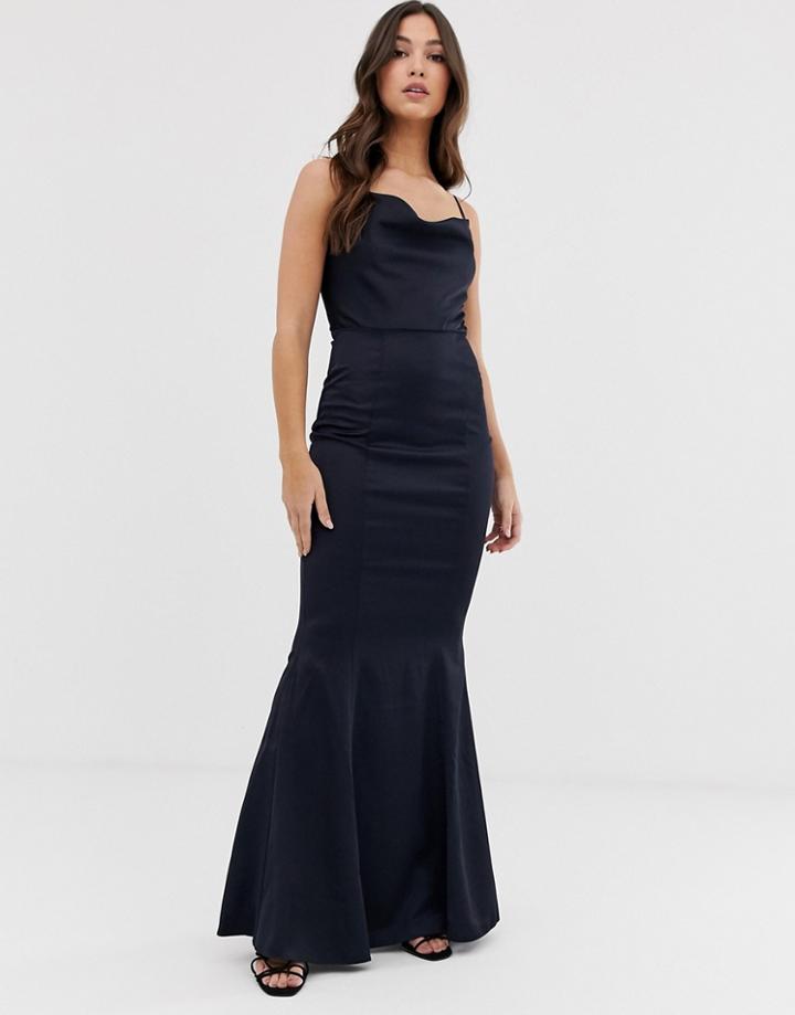 Lipsy Cowl Neck Maxi Dress In Navy