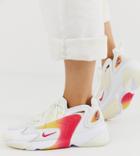 Nike White And Orange Zoom 2k Sneakers