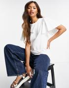 Vero Moda Aware Organic Cotton T-shirt With Flutter Sleeve In White