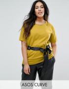 Asos Curve T-shirt With Tie Front - Yellow