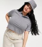 Collusion Plus Crop Polo In Gray-grey