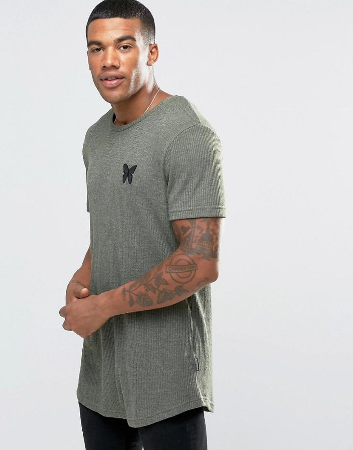 Good For Nothing Ribbed T-shirt With Small Logo - Green
