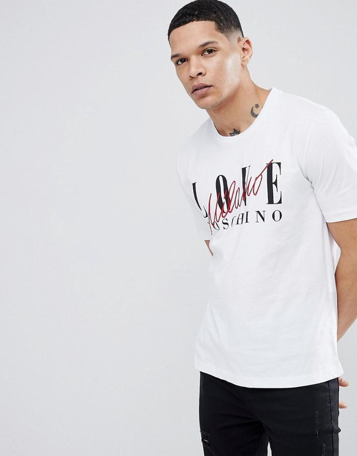 Love Moschino T-shirt In White With Milano Logo - White