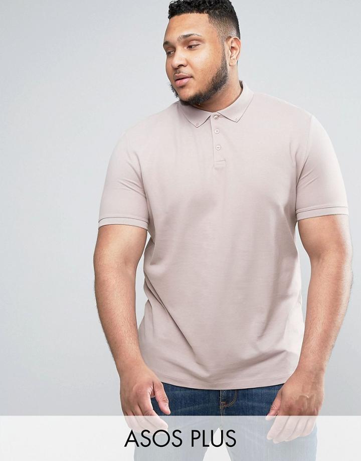 Asos Plus Pique Polo In Pink - Pink