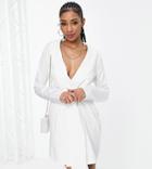 In The Style Tall Exclusive Tie Front Blazer Dress In White