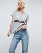 B.young Ny Slogan T-shirt - Gray
