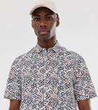 Asos Design Tall Relaxed 90s Style Print Shirt In White - Multi