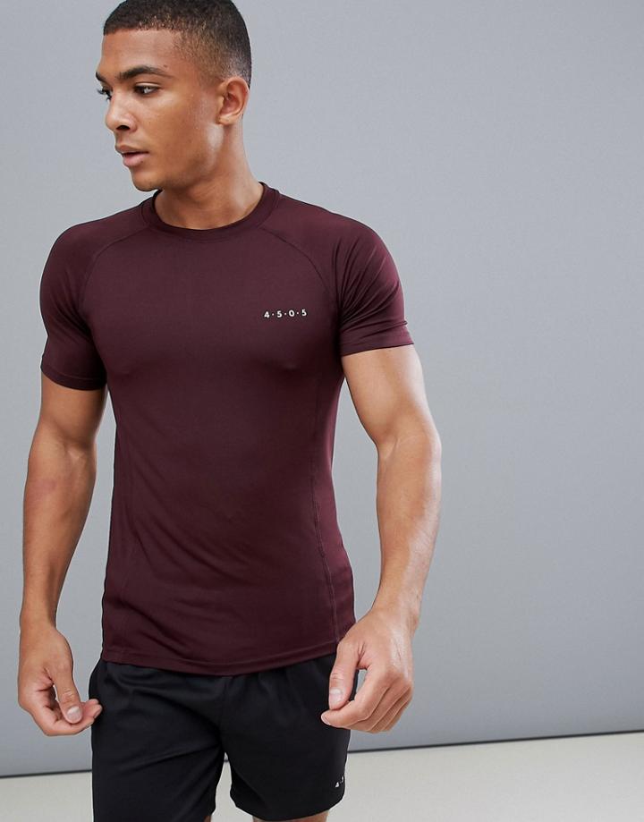 Asos 4505 Muscle T-shirt With Quick Dry In Burgundy-red