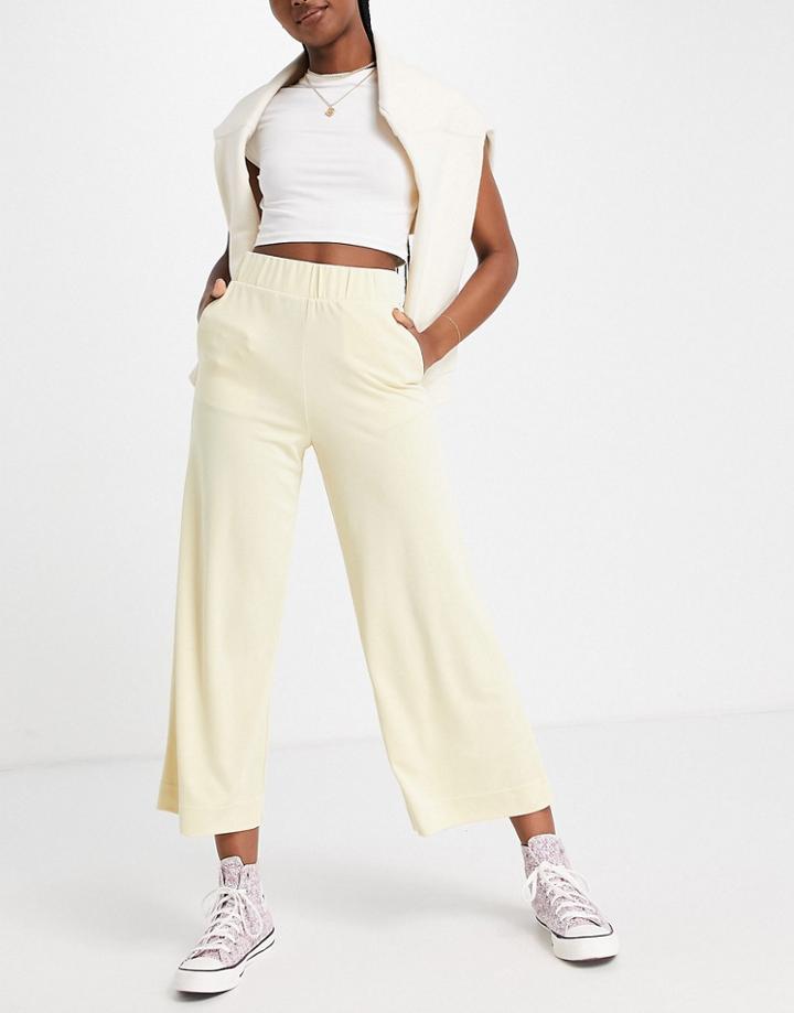 Monki Cilla Wide Leg Crop Pants In Yellow