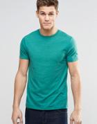 Asos T-shirt With Crew Neck In Teal Marl - Green Blue Slat