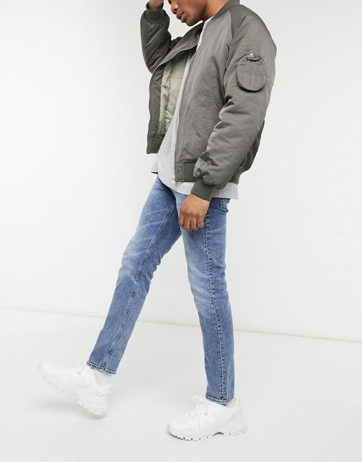 Asos Design Stretch Slim Jeans In Vintage Mid Wash Blue-blues