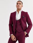 Harry Brown Skinny Fit Stretch Plain Suit Jacket-purple
