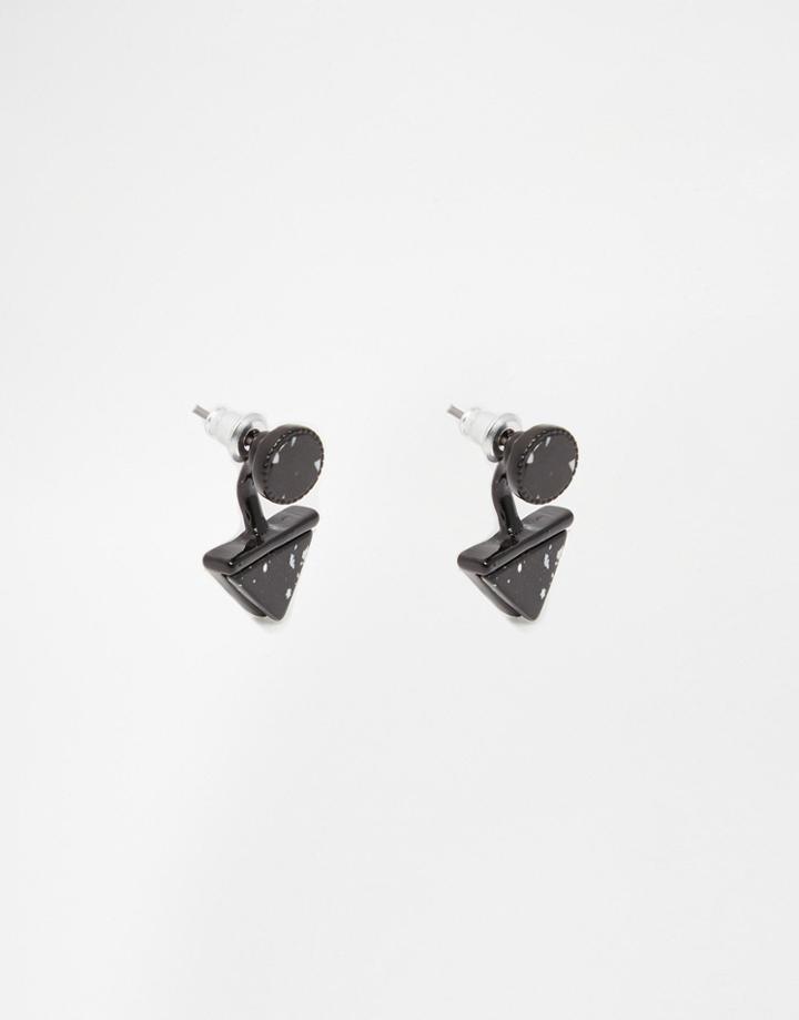 Asos Precious Stone Earrings In Black - Black