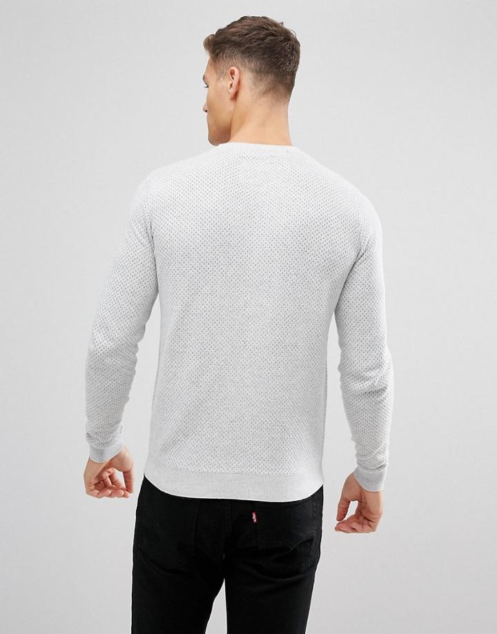 Threadbare Perfirated Textured Knit Sweater - Gray