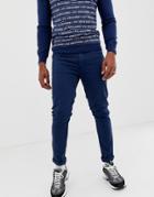 Love Moschino Skinny Fit Jeans With Back Pocket Plaque-navy