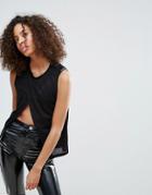 Monki Wrap Front Tank - Black