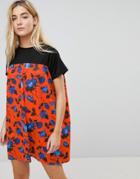 Daisy Street Smock Dress With Contrast Floral Skirt - Multi