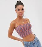 Asos Design Tall Crop Top In Bright Stripe - Multi