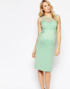 Asos Maternity Embellished Plunge Scuba Debutante Dress - Green