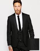 Asos Slim Fit Suit Jacket In Polka Dot - Black