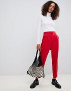 Asos Design High Waist Tapered Pants - Red
