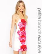 Tiger Mist Petite Red Bloom Mini Dress With Strappy Back - White