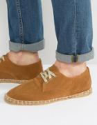 Asos Derby Espadrilles In Tan Faux Suede - Tan