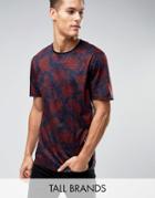 Ted Baker Tall T-shirt In Floral Print - Navy