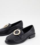 Asos Design Wide Fit Millie Loafers With Gold Ring In Black