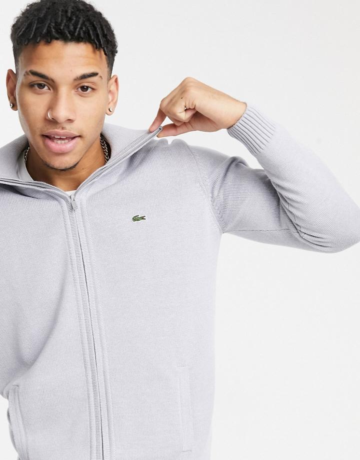 Lacoste Mens Full Zip Sweater-grey