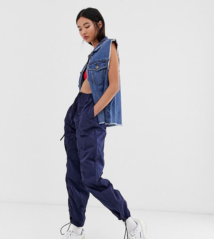 Collusion Ruched Nylon Pants - Navy