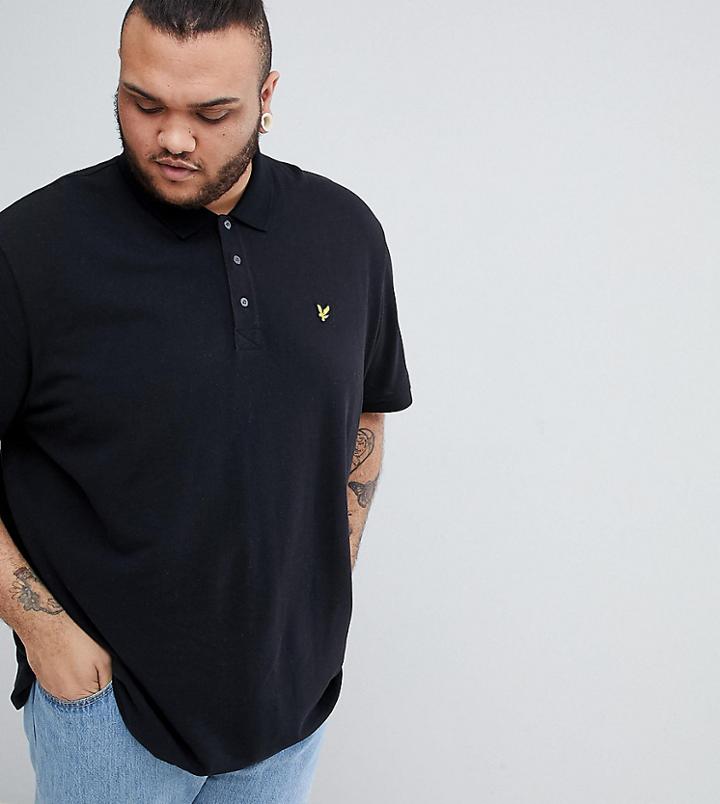 Lyle & Scott Plus Logo Pique Polo Shirt In Black - Black