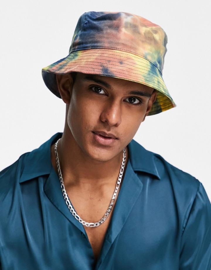 Topman Tie Dye Bucket Hat-green