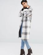 Asos Coat In Edge To Edge Check With Roll Back Cuff - Multi