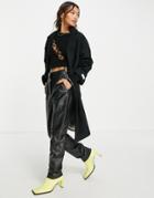 Gianni Feraud Folded Cuff Coat In Black