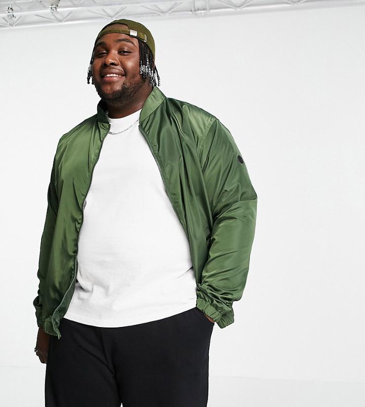 Le Breve Plus Bomber Jacket In Khaki-green