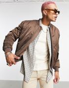 Asos Design Padded Ma1 Bomber Jacket In Brown