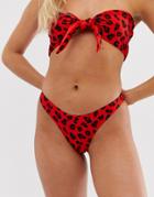 Brave Soul Low Rise Leopard Print Bikini Bottoms-red