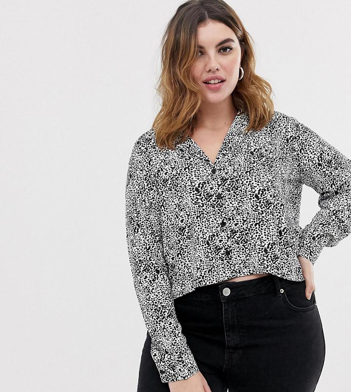 Influence Plus Crop Dalmatian Print Shirt - Multi