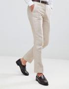 Moss London Skinny Suit Pants In Cream Linen - Beige