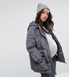 Asos Maternity Puffer With Pocket Detail - Gray